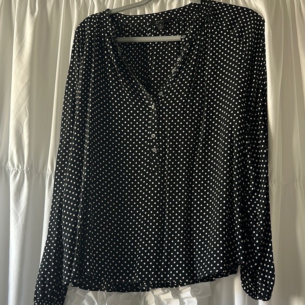 J. Crew polka Dot Long Sleeve Buttoned Blouse